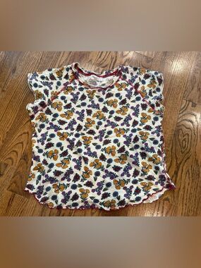 natural life ~Lily Cotton Short Sleeve Tee Shirt - Tossed Blossoms Large floral